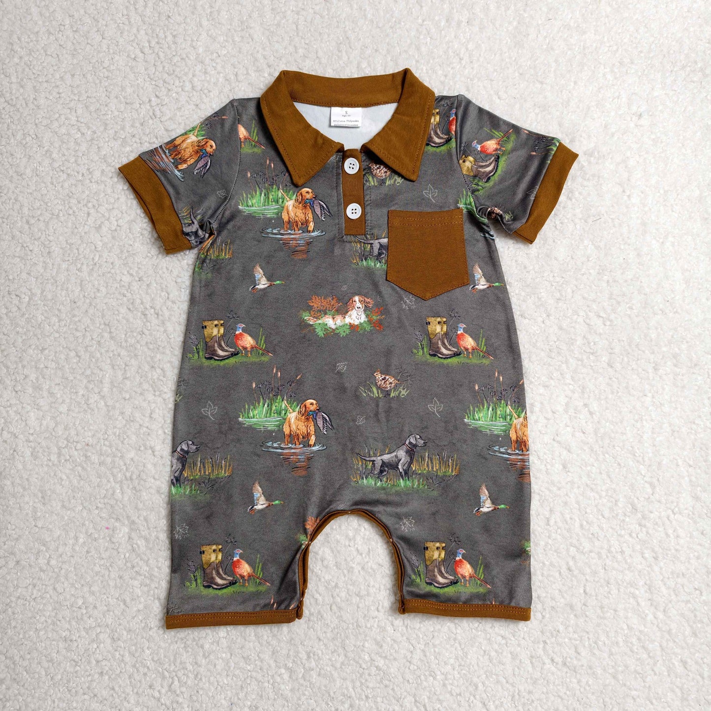 SR4162 Hunting Dog Short Sleeve Boys Romper