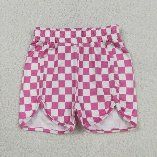 SS0431 Hot Pink Checkered Girls Shorts