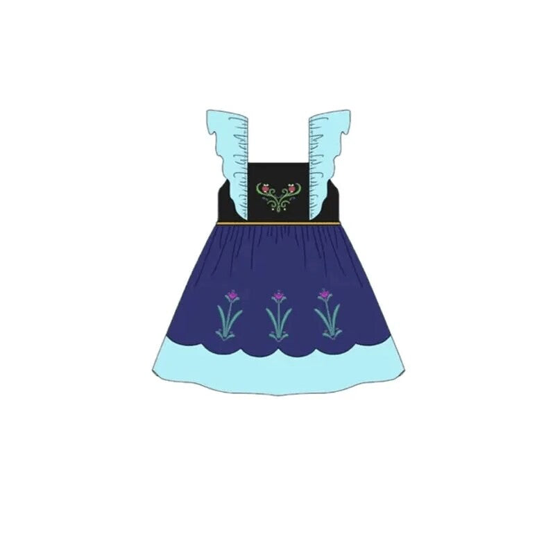 custom S cartoon princess flutter sleeve girls dress