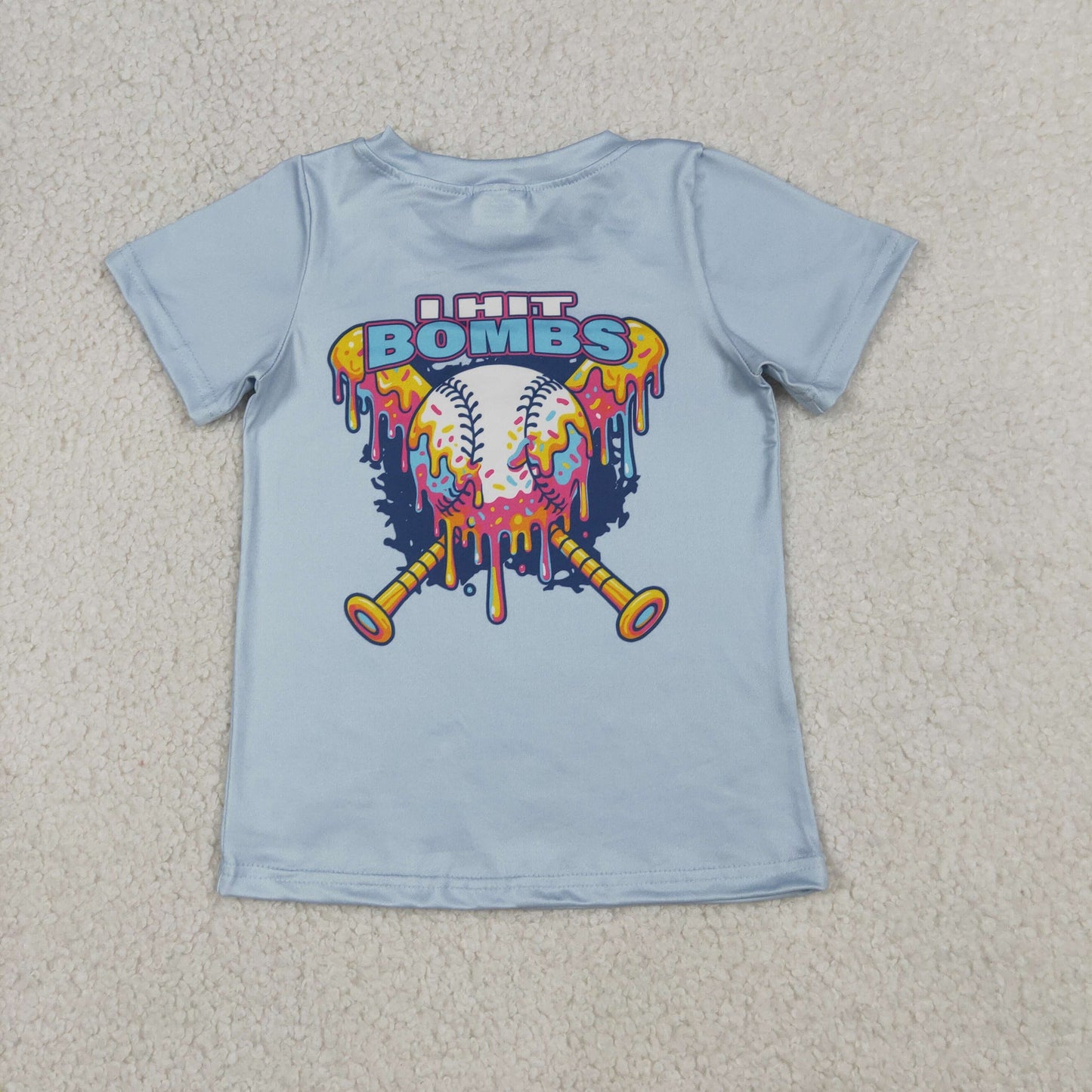 BT1251  Baseball Bombs Blue Short Sleeve Boys Top