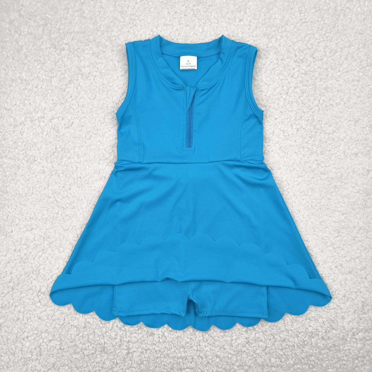 GSD2090 yoga blue zipper sleeveless with shorts girls dress