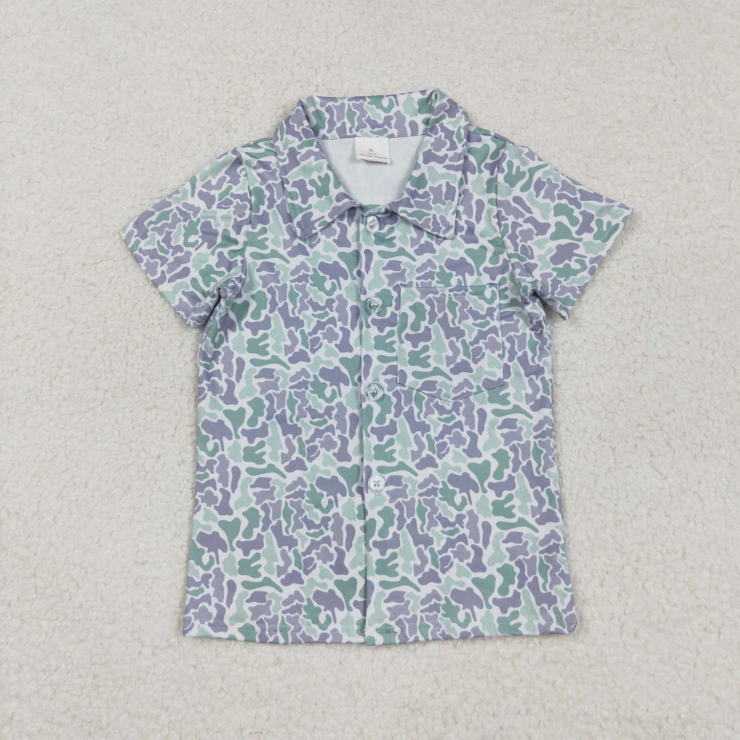 BT1295 hunting camo grey green camo short sleeve boys top