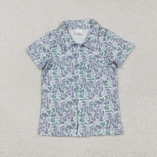 BT1295 hunting camo grey green camo short sleeve boys top