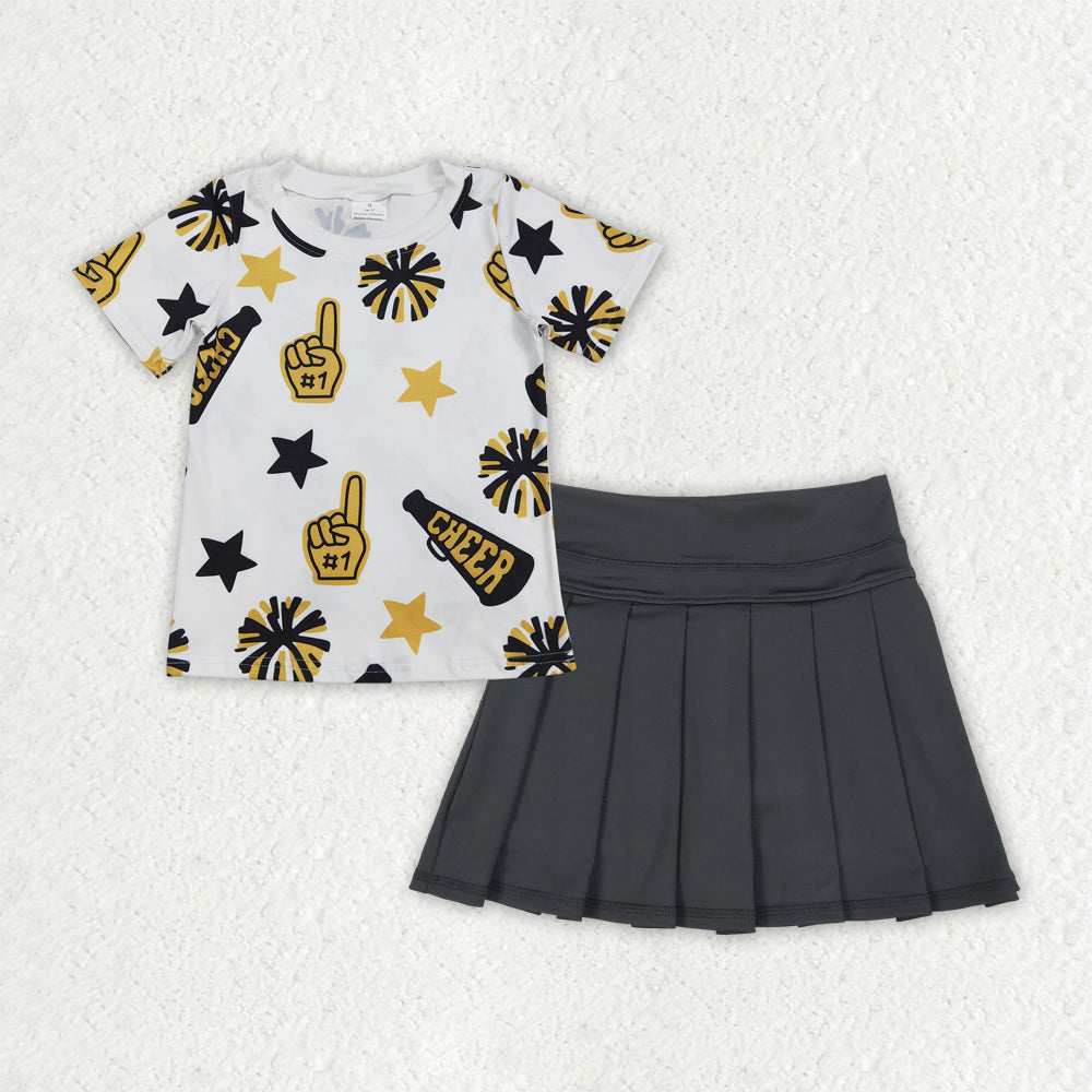 cheer star top yoga skirt skort girls set RTS Sibling Clothes