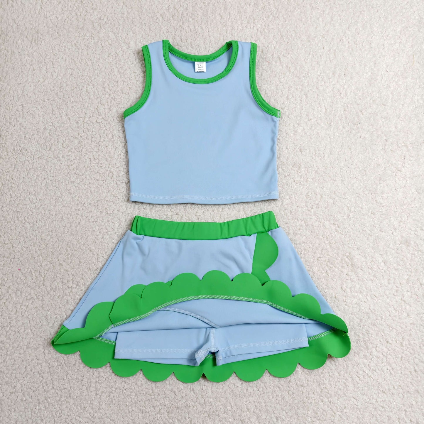GSD4021 Yoga Blue Sleeveless Skorts Girls Set