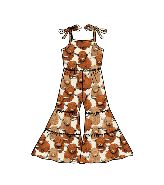 preorder Highland Cow Girls Summer Jumpsuits
