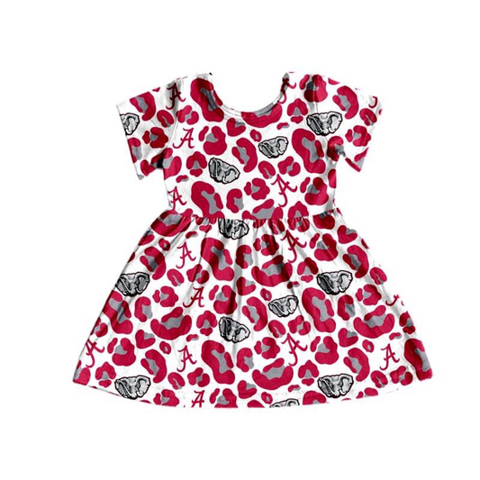 custom S 8.24 Red leopard short sleeve girls dress