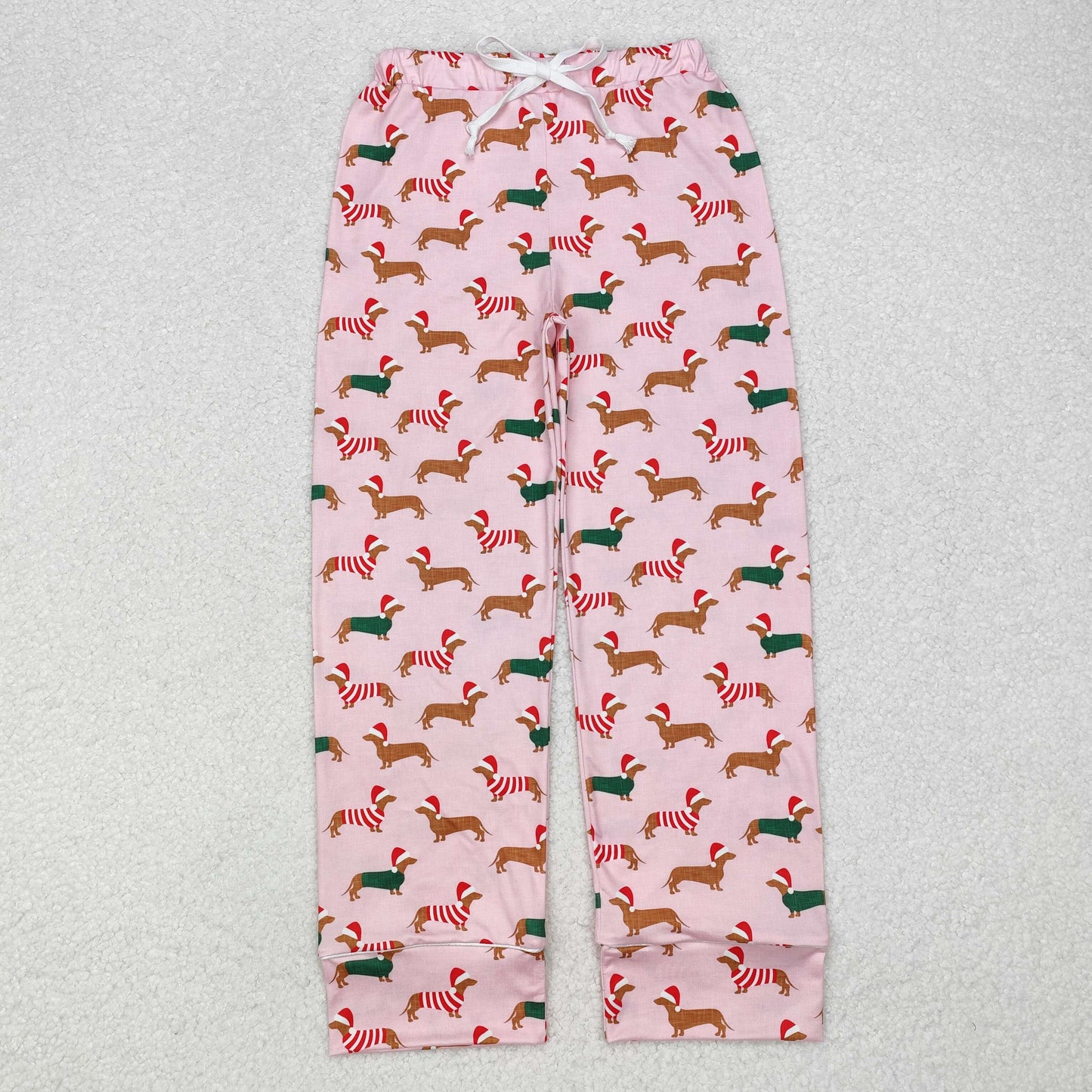 P0663 Christmas hat cute dogs pink adult women pants