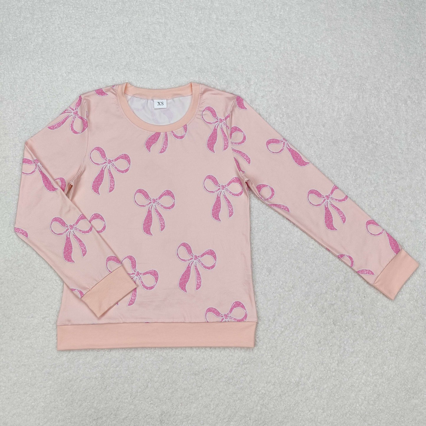 GT0878 pink bows long sleeve adult women top