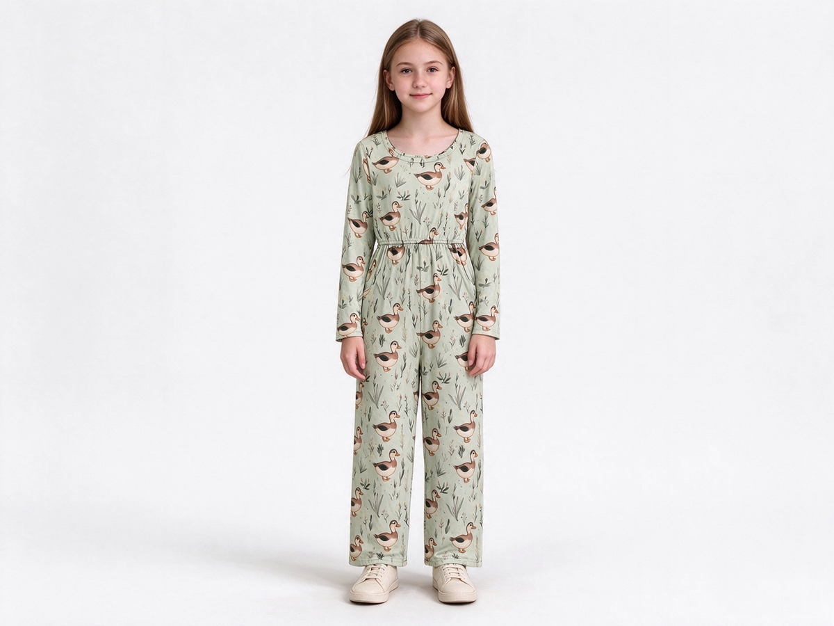 preorder Samples LR3348 Mallard Duck Long Sleeve Girls Jumpsuits