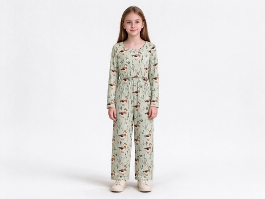 preorder Samples LR3348 Mallard Duck Long Sleeve Girls Jumpsuits