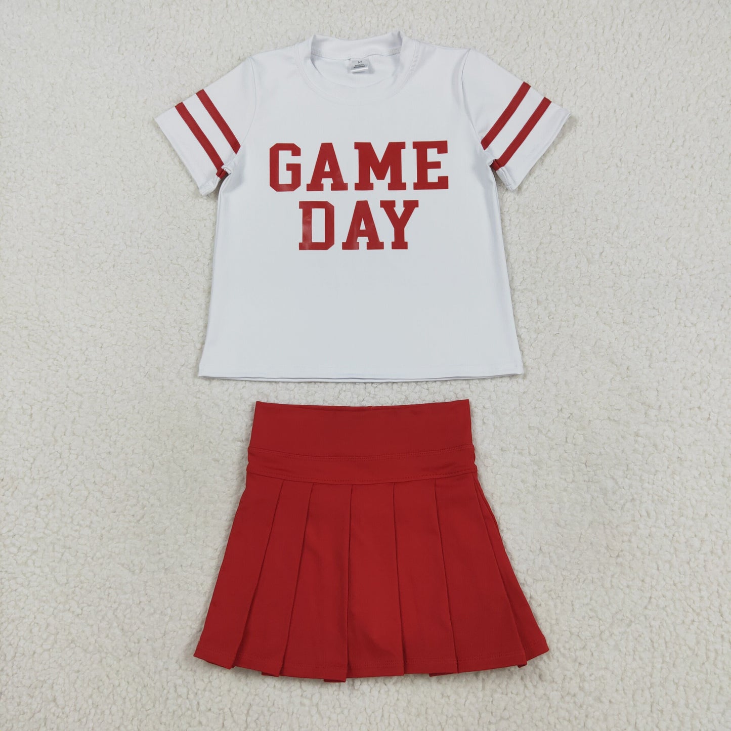 GSD2742 yoga game day red short sleeve red skorts girls set