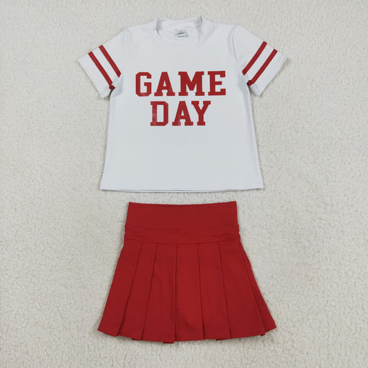 GSD2742 yoga game day red short sleeve red skorts girls set