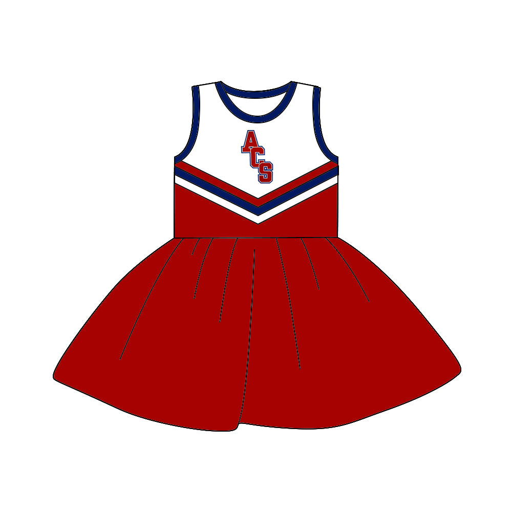 custom S 8.9 Red sleeveless cheerleader dress