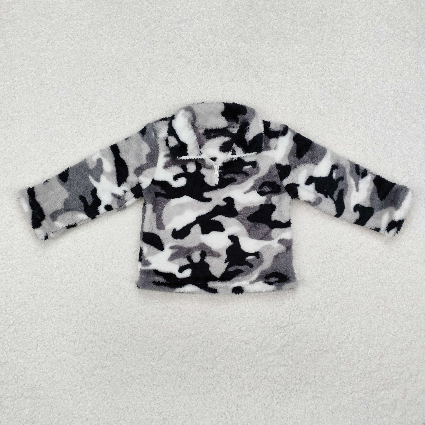 BT0744 dark grey camo long sleeve boys pullover