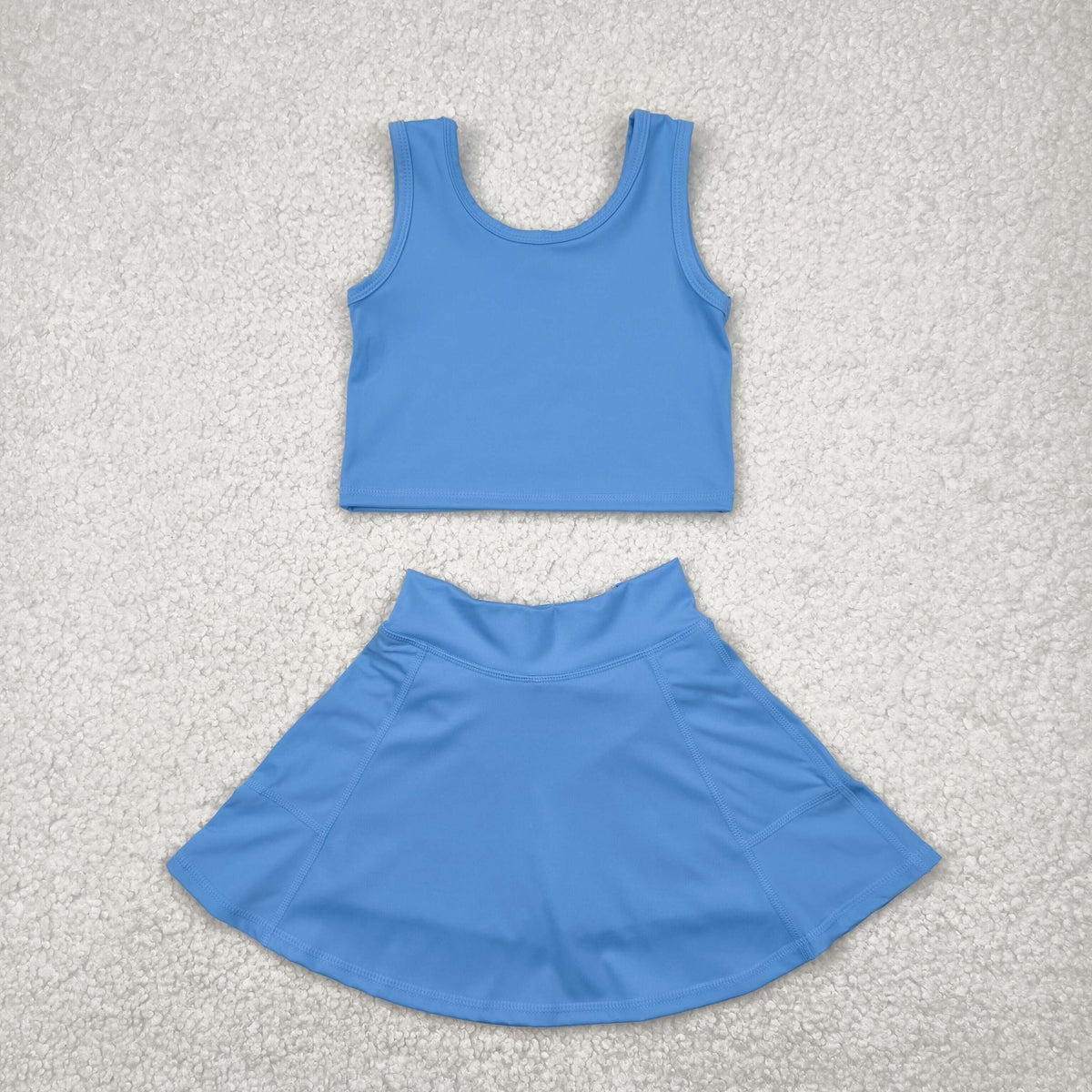 GSD1985 yoga blue vest skirt with shorts girls set