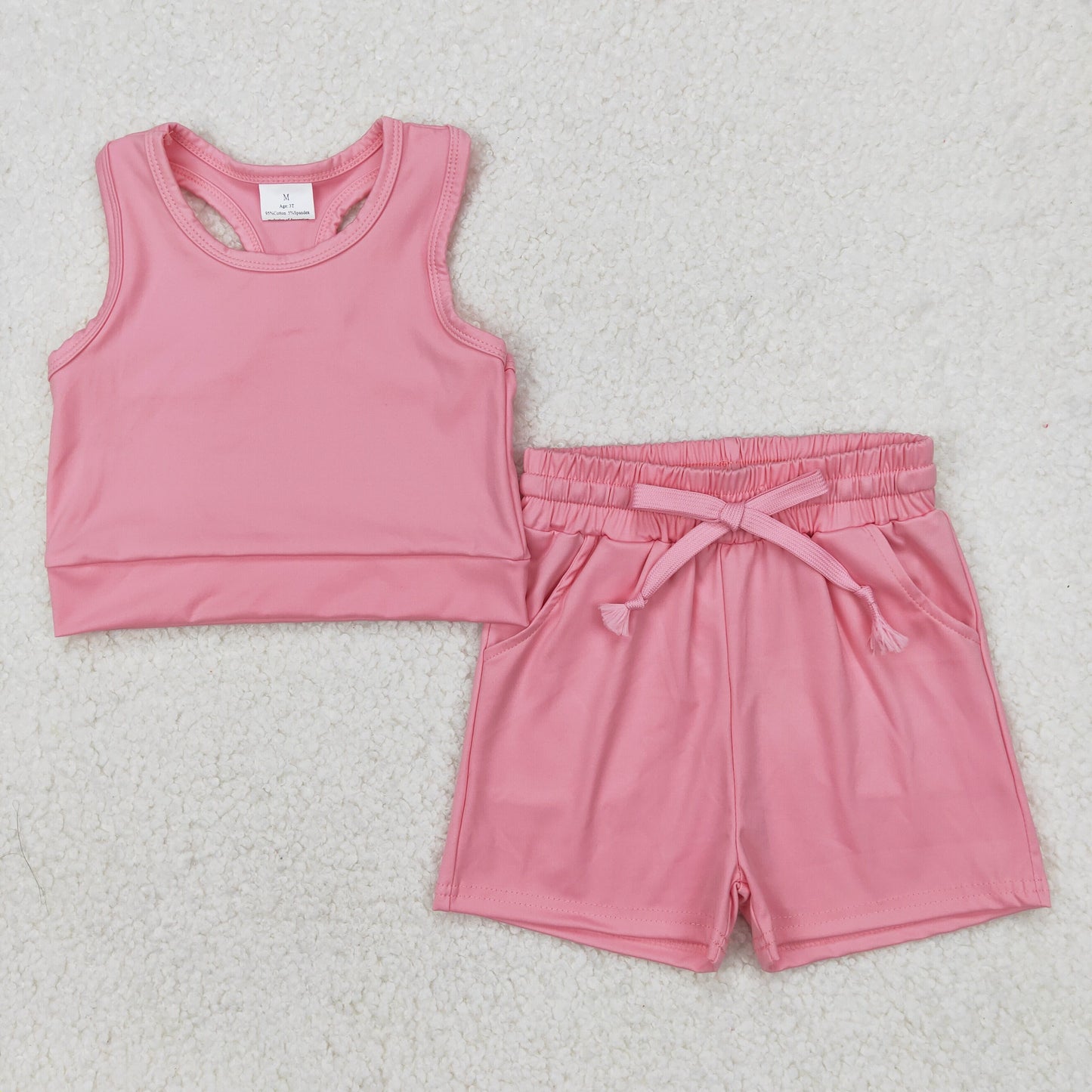 GSSO2130 yoga pink vest shorts girls set