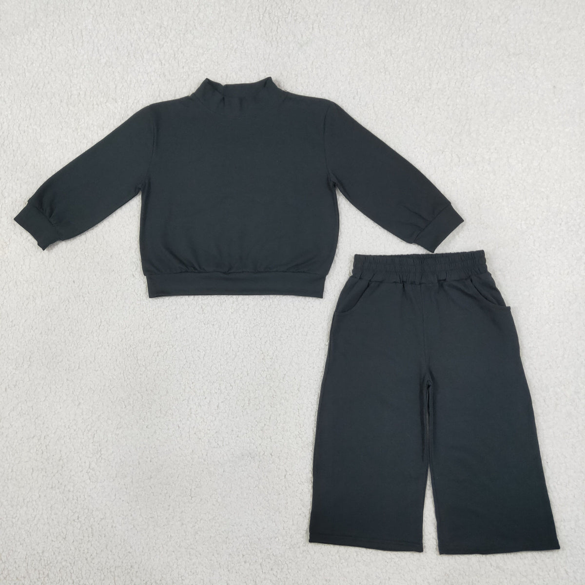 GLP3411 Cotton Black Long Sleeve Pants Girls Set
