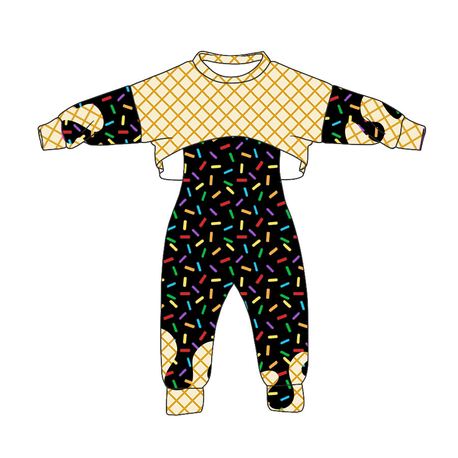 custom moq 3 black ice long sleeve jumpsuits 2pc girls set