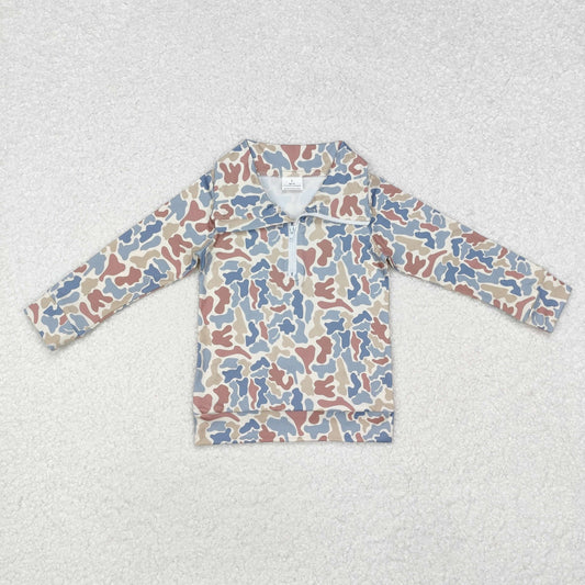 BT0870 hunting camo duck camo old school camo long sleeve zipper boys pullover