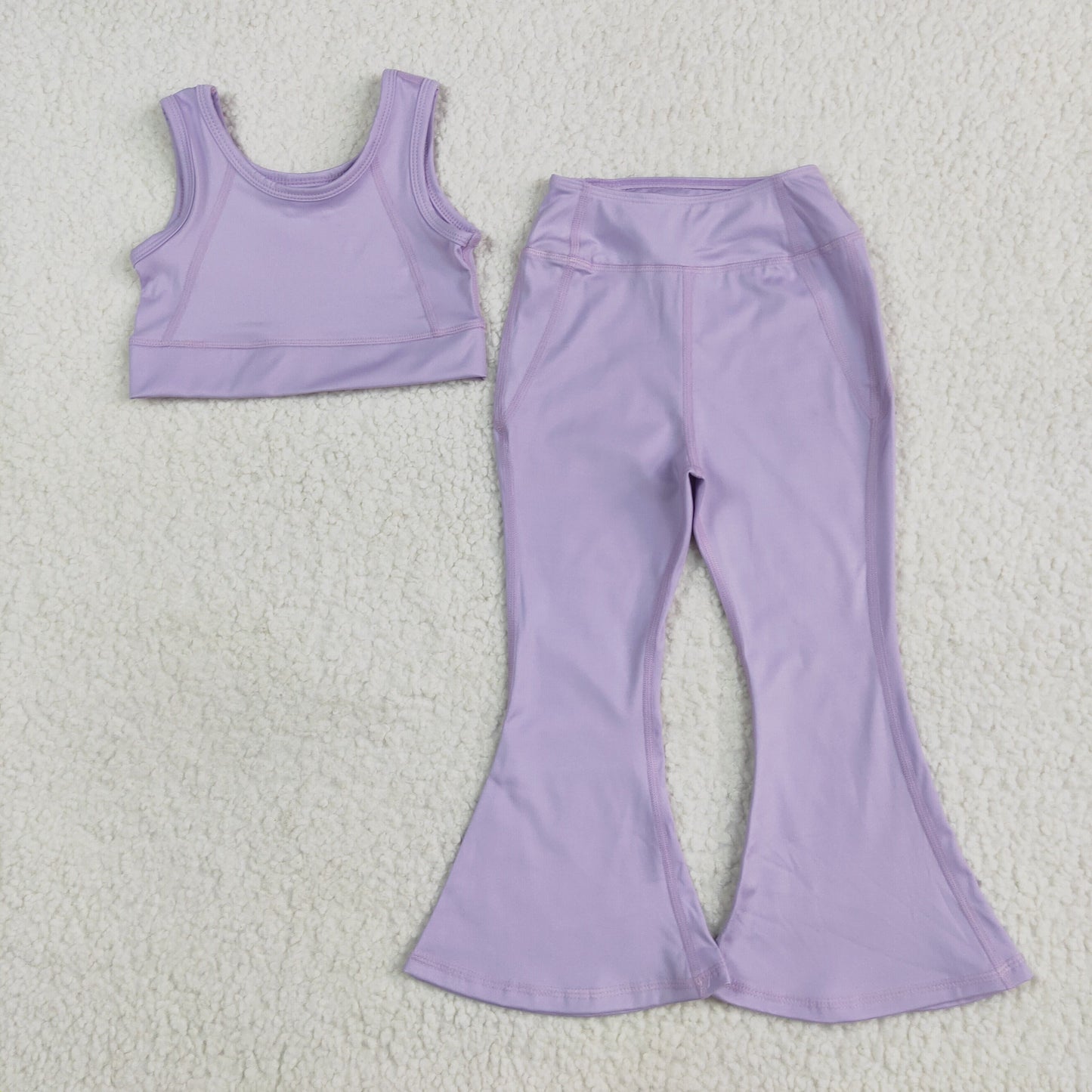 GSPO206 yoga purple sleeveless pants girls set