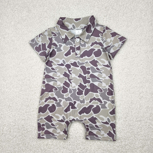 USA SHOP SR2977 hunting camo grey camo short sleeve boys romper