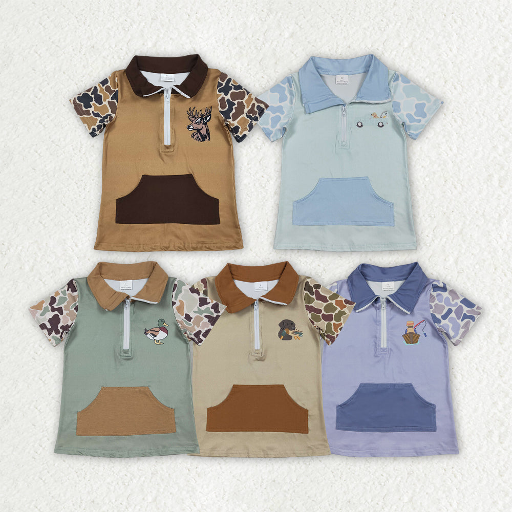 Hunting Style Pocket Zipper Boys Top Sibling Clothes RTS