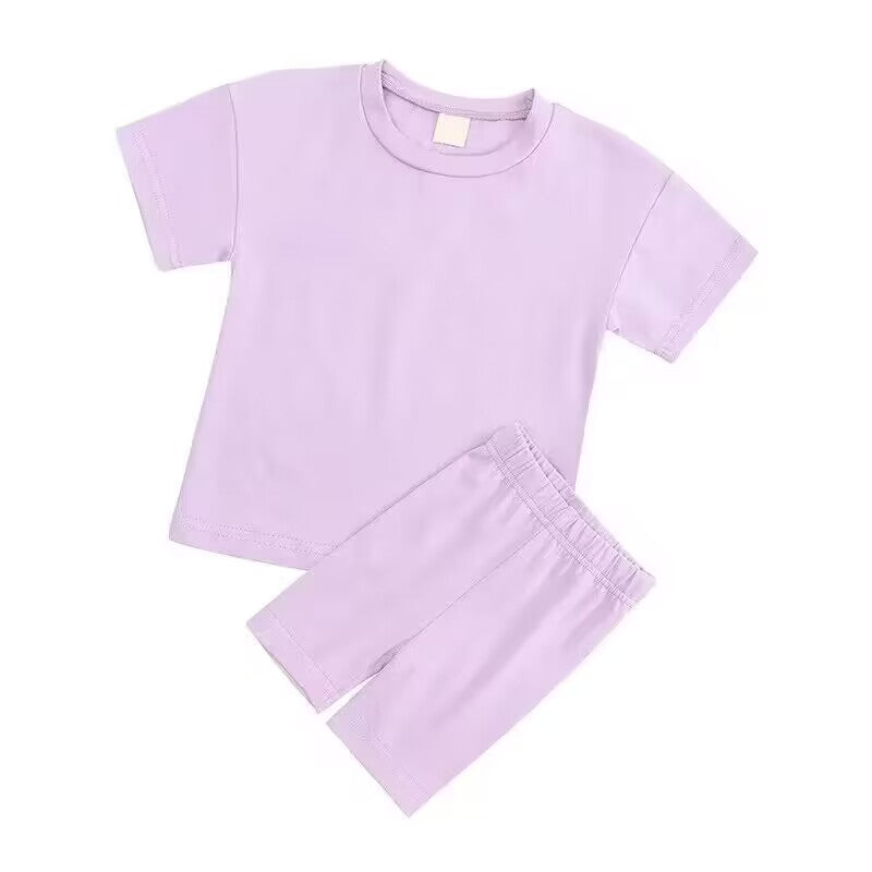 custom S purple short sleeve shorts kids pajamas