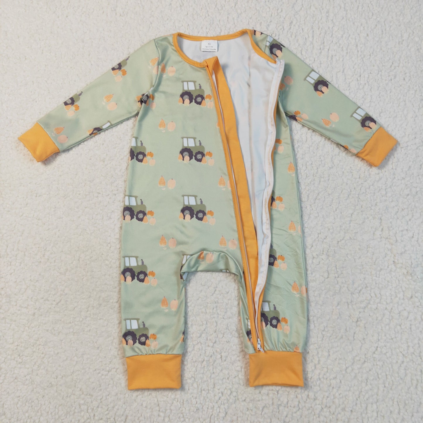 Farm tracktor pumpkin pajamas/romper RTS Sibling Clothes