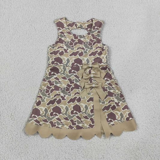 GSD4228 Yoga Camo Bows Skorts Sleeveless Girls Set