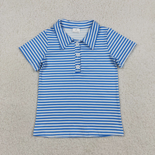 BT1834 Blue Striped Short Sleeve Boys Top