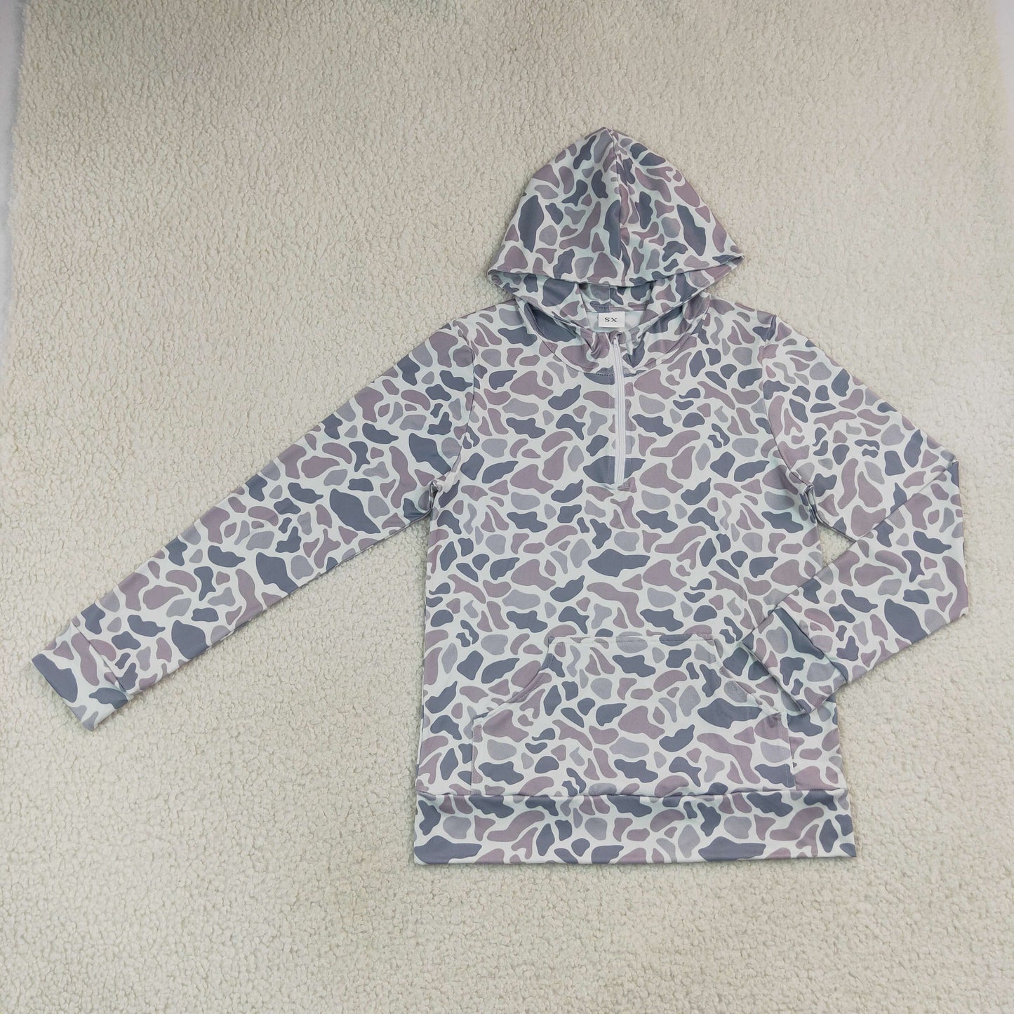 GT1708 Hunting Camo Pocket Zipper Hoodie Long Sleeve Adult Women Top