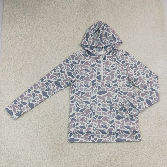 GT1708 Hunting Camo Pocket Zipper Hoodie Long Sleeve Adult Women Top