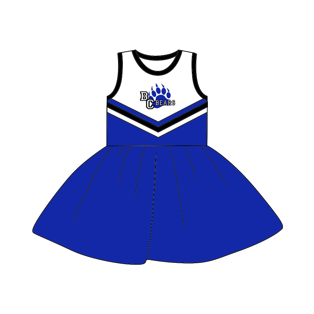 8.2 custom Team 01 blue sleeveless cheerleader dress