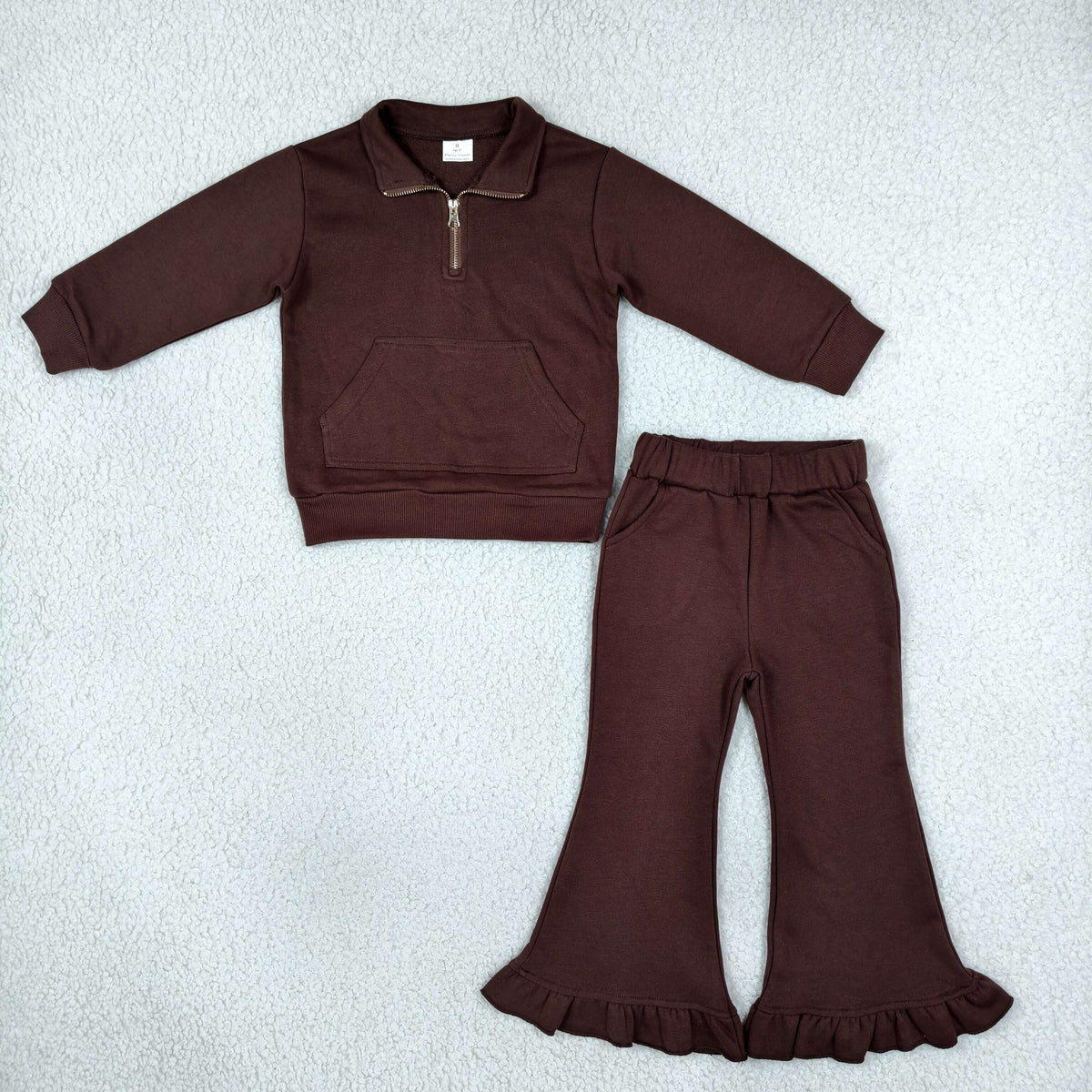 GLP3491 Maroon Sweatshirt Pocket Zipper Long Sleeve Pants Girls Set