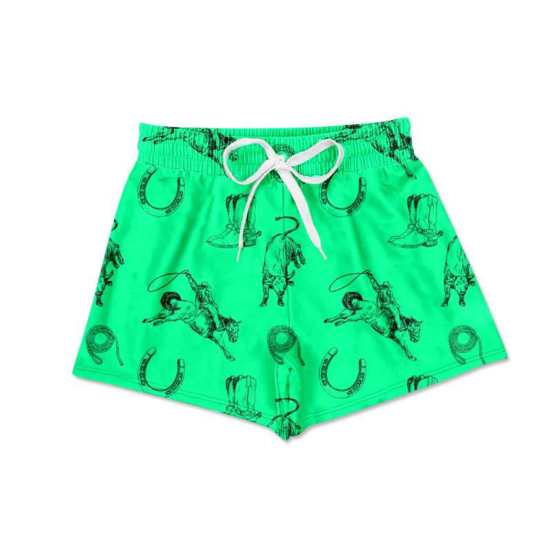custom S Western rodeo green boys shorts
