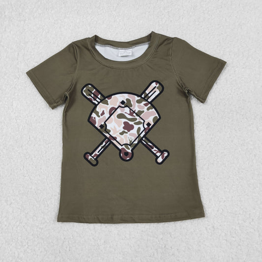 BT1424 hunting baseball camo short sleeve boys top