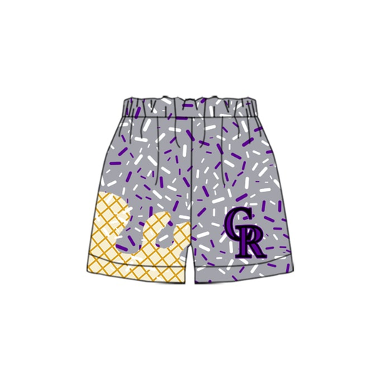 Custom Moq 3 Football team school Chalmette Rage lavender adult shorts