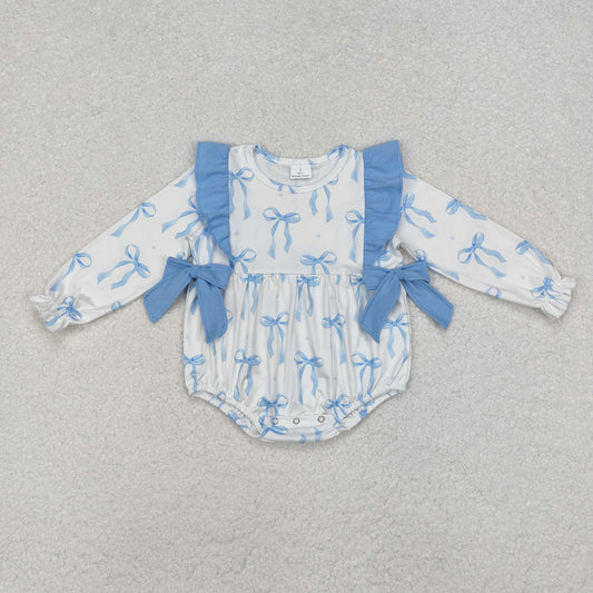 USA SHOP LR2043 cute blue bows long sleeve girls romper