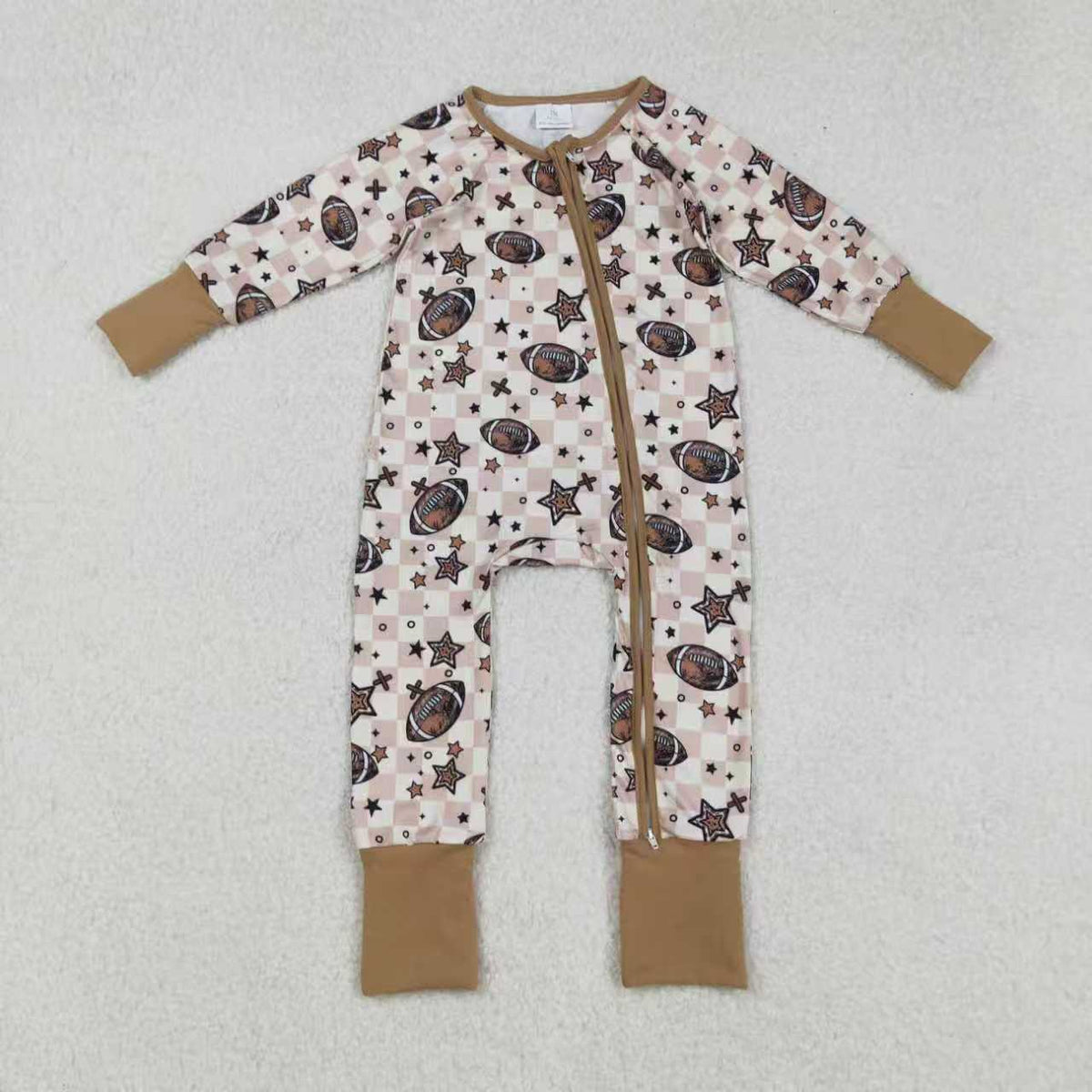 football star checkered romper/set RTS Sibling Clothes