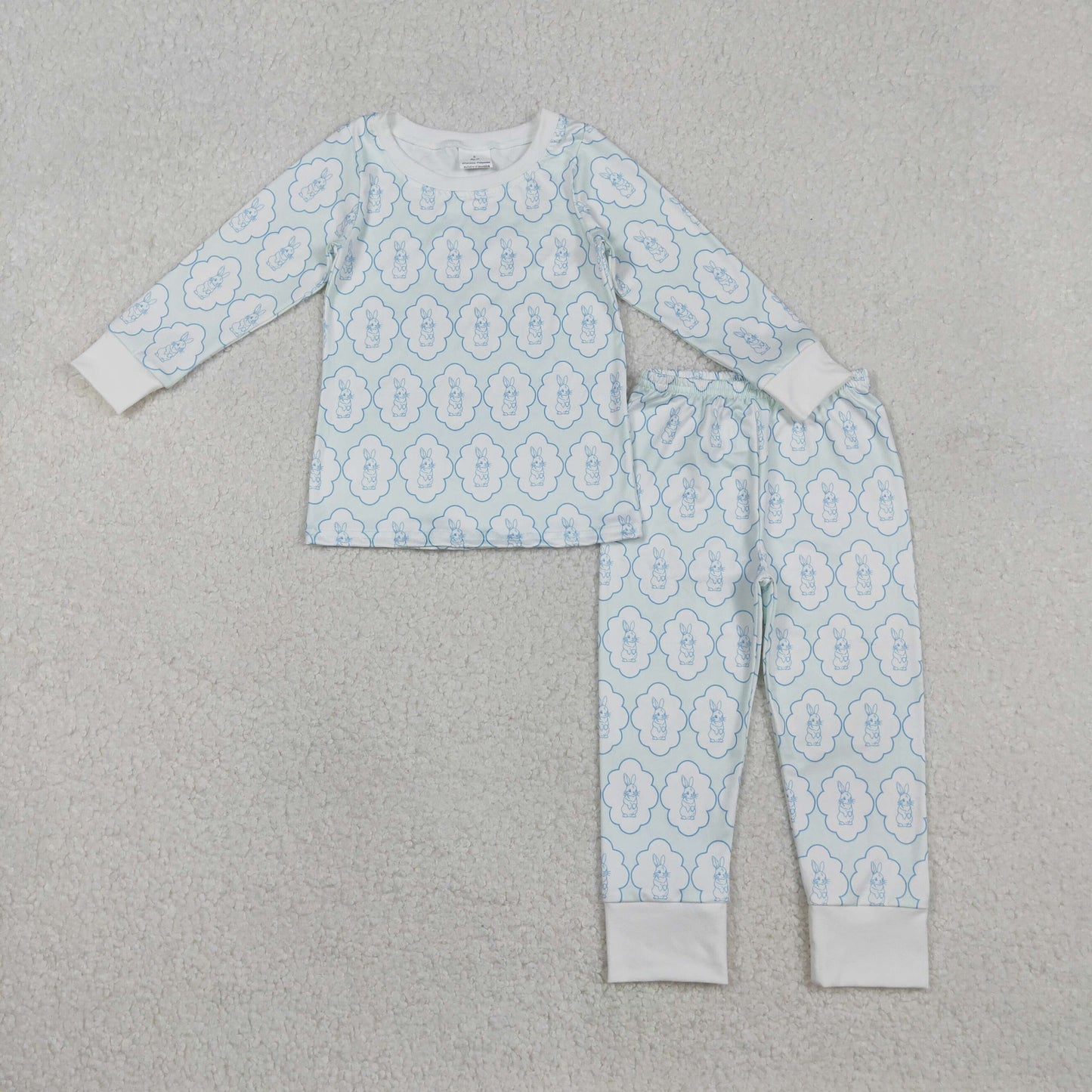 BLP1359 Easterbunny rabbit blue long sleeve pants boys pajamas