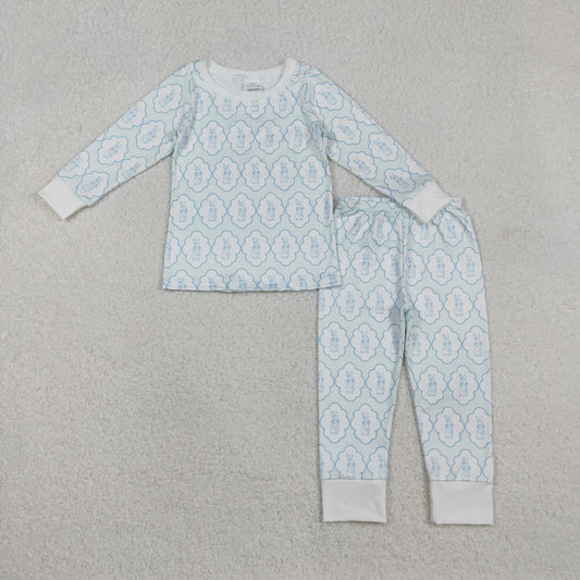 BLP1359 Easterbunny rabbit blue long sleeve pants boys pajamas