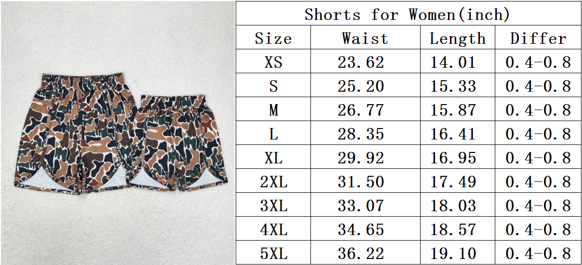 SS0374 brown camo hunting camo adult women shorts