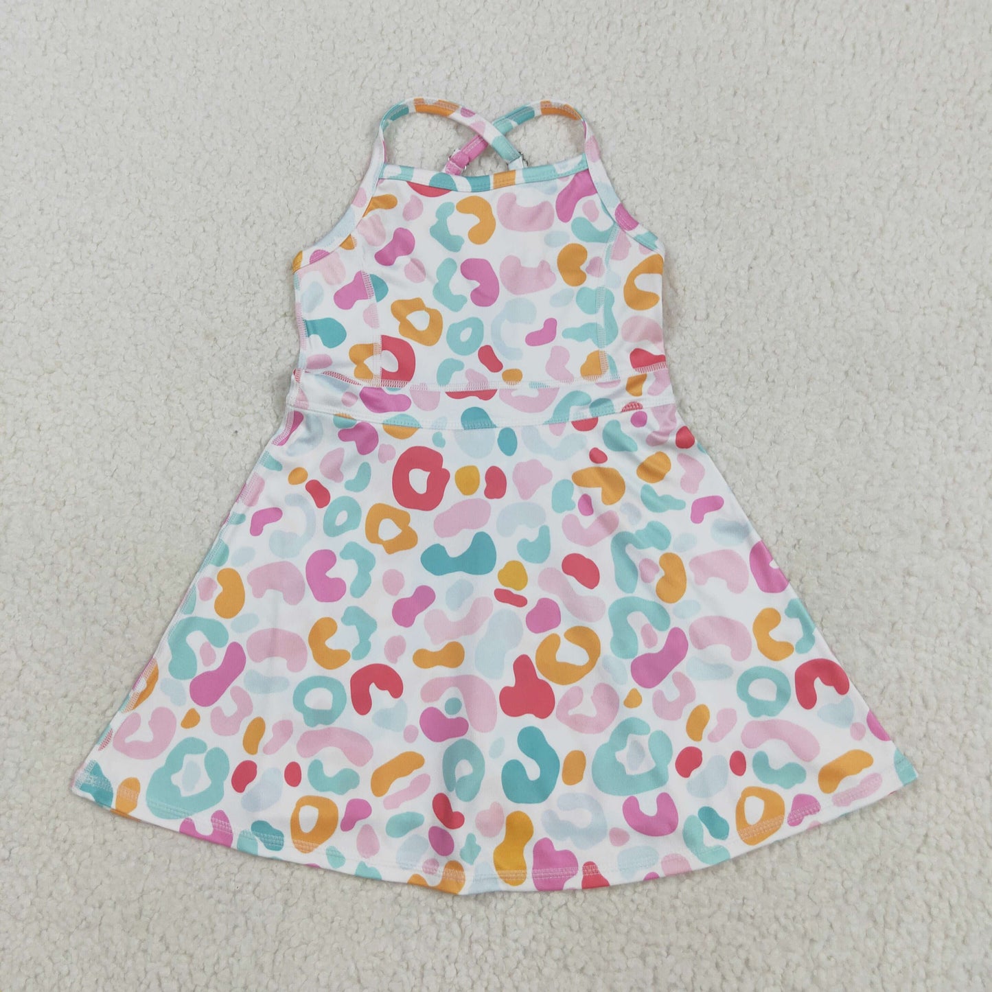 GSD2645 yoga colorful leopard girls dress shorts