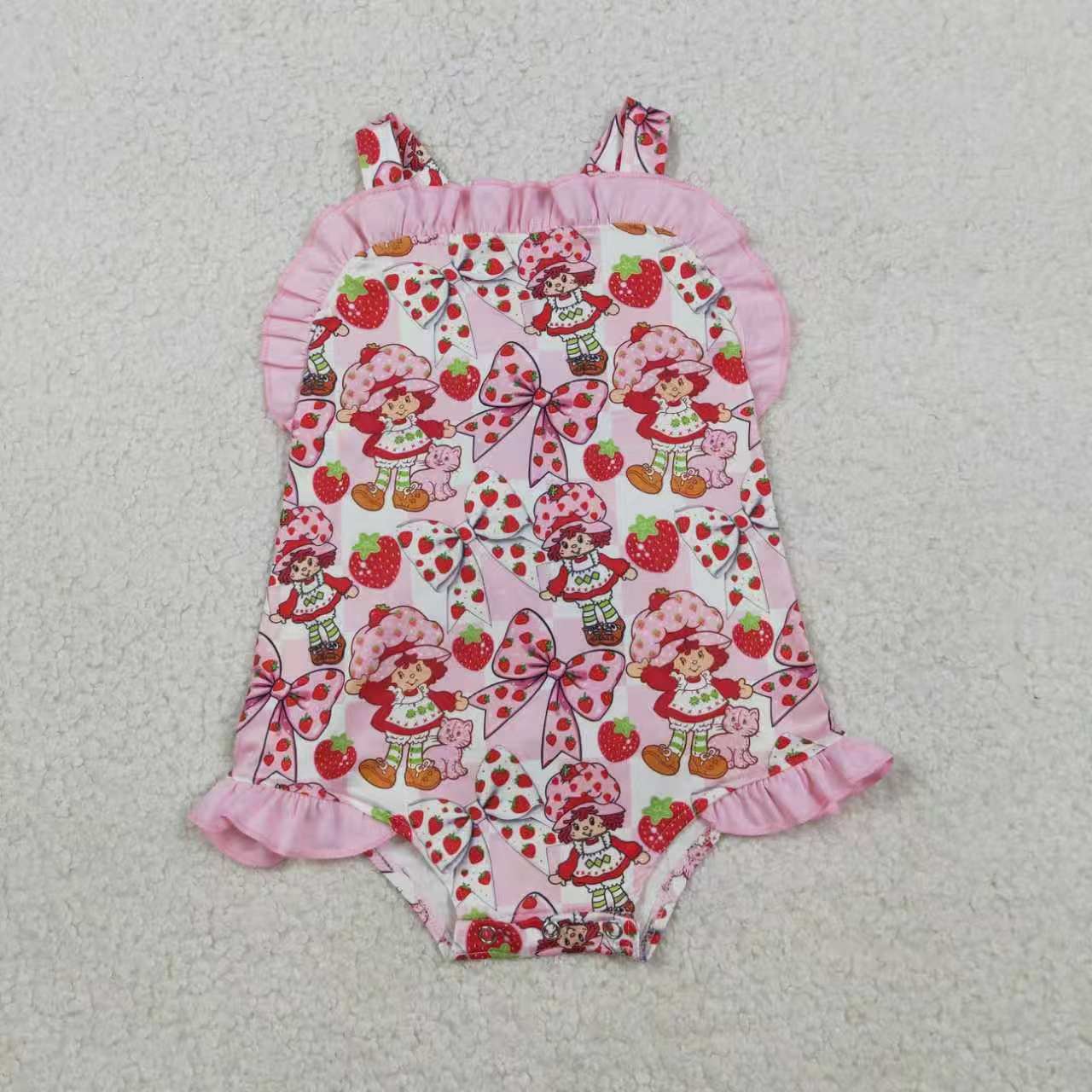Strawberry Girl Pink Girls Set/Romper Sibling Clothes RTS