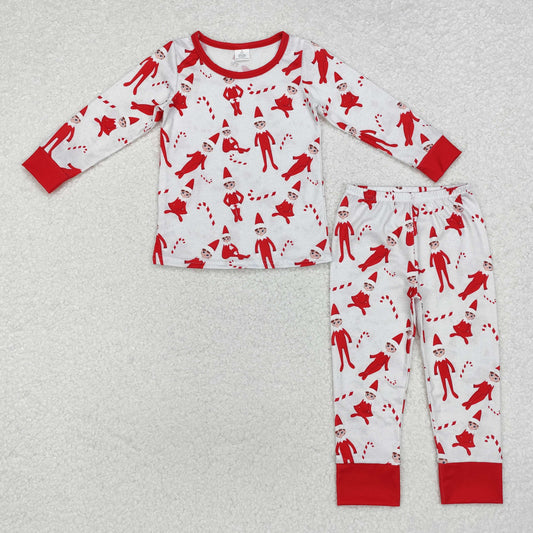 bamboo BLP0895 Christmas spirit red long sleeve pants boys pajamas