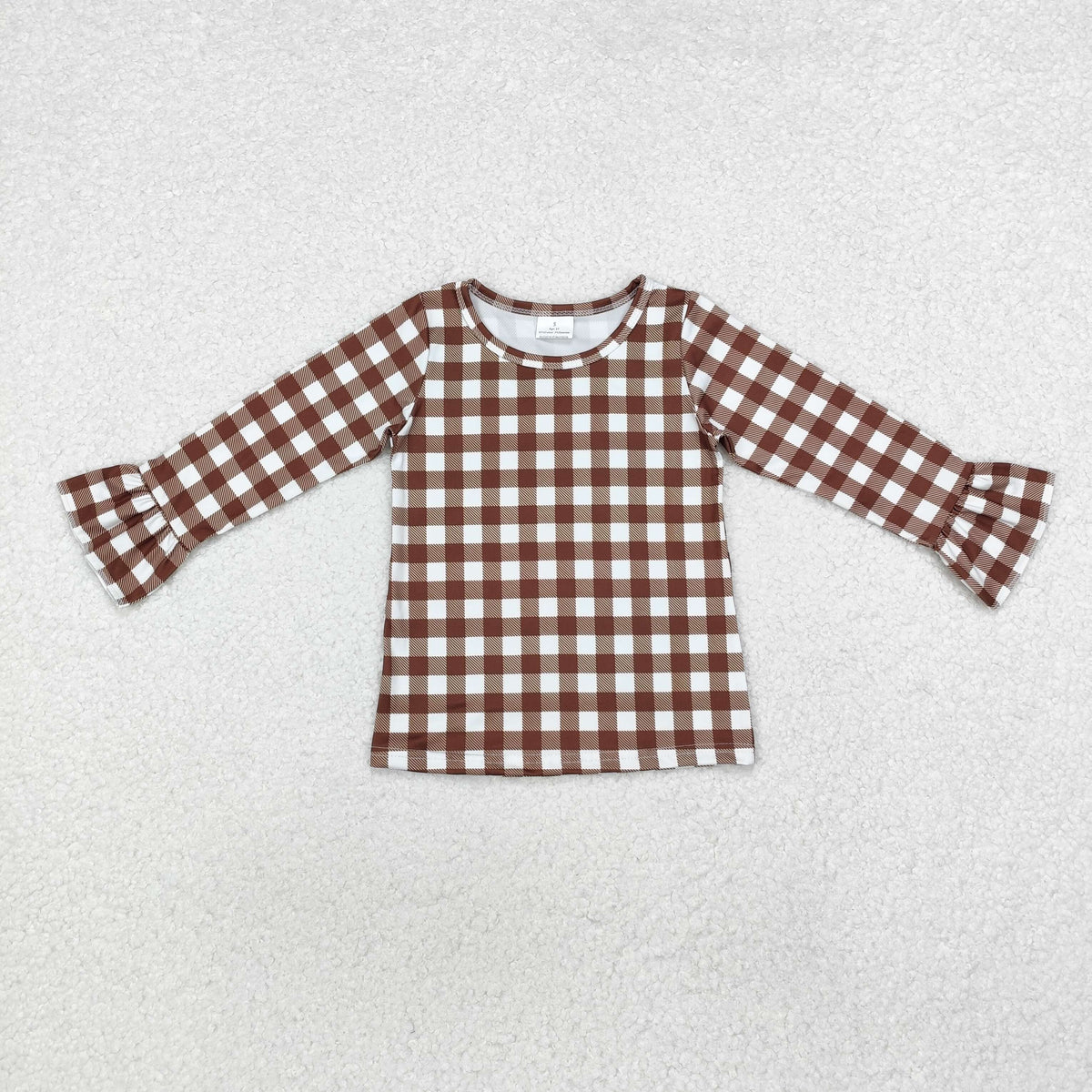 GT0738 brown checkered long sleeve girls top