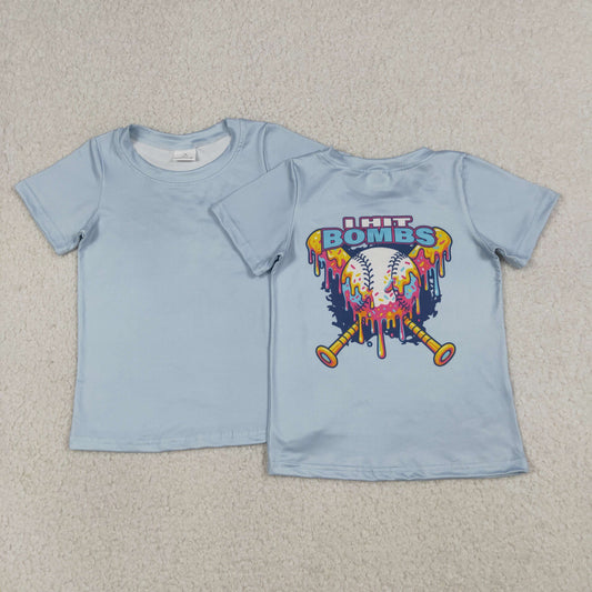 BT1251  Baseball Bombs Blue Short Sleeve Boys Top