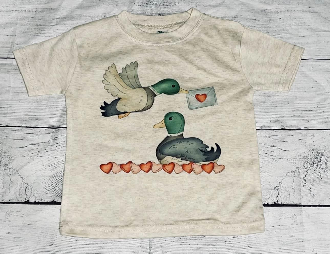 custom Valentine's Day Heart Mallard Short Sleeve Kids T-shirt Top