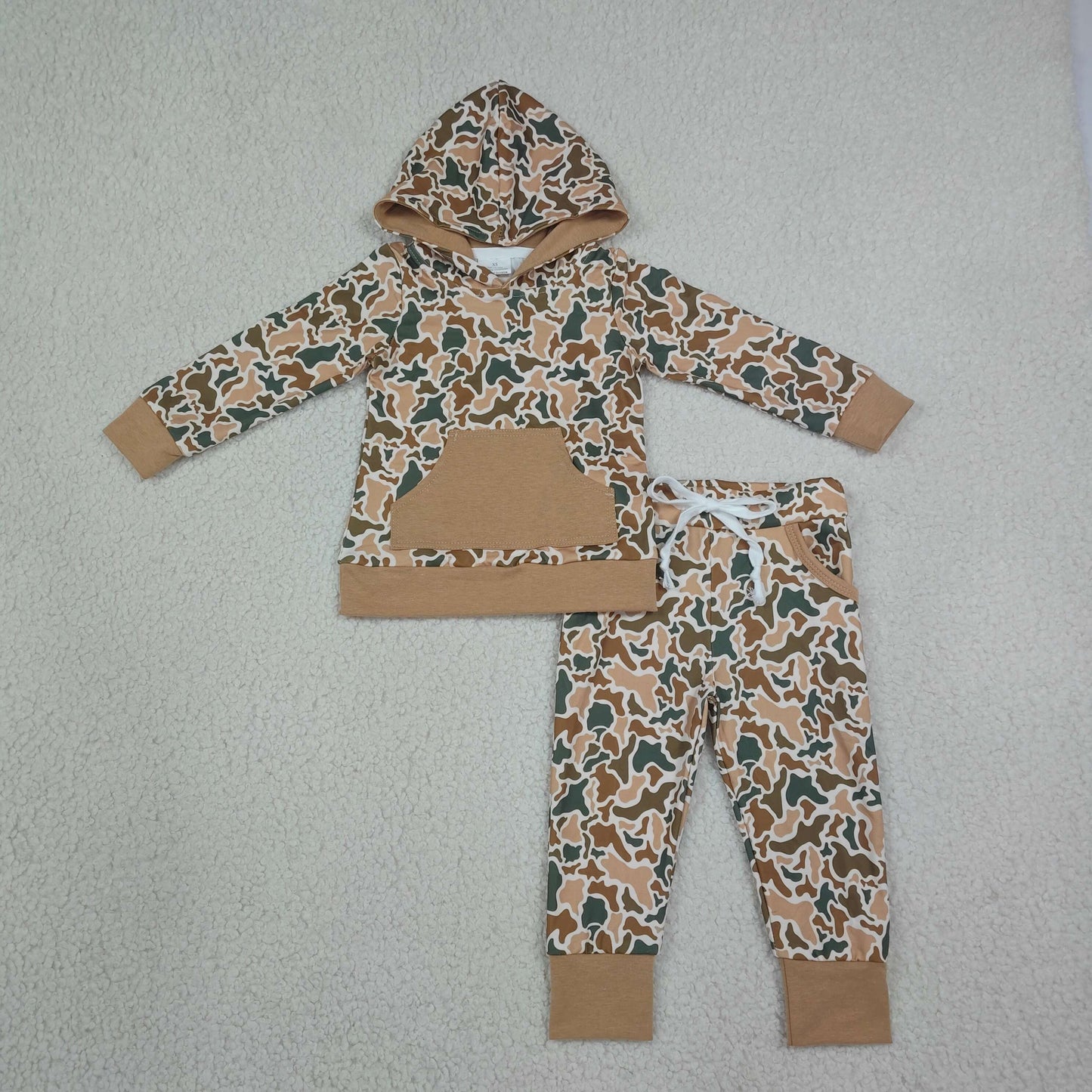 BLP1509 Hunting Camo Pocket Hoodie Long Sleeve Pants Boys Set